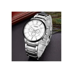 CURREN OROLOGIO SEMPLICE MODA UOMO ACCIAIO OROLOGIO DA POLSO QUADRANTE NERO