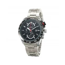 CURREN UOMO MODA QUADRANTE GRANDE TRE PIN ACCIAIO OROLOGIO DA POLSO NERO ARGENTO