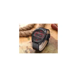 CURREN UOMO SPORT IMPERMEABILE CINTURINO IN PELLE OROLOGIO DA POLSO 8259 NERO
