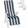 CUSCINO COPRISEDIA SEDIA SDRAIO GIARDINO SEDUTA SCHIENALE RIGHE BLU 157X49CM