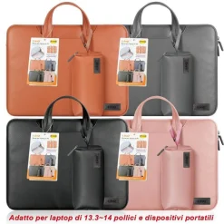 CUSTODIA BORSA IN PU POCHETTE PER LAPTOP PC NOTEBOOK PORTATILE 13,3" - 14" P3505