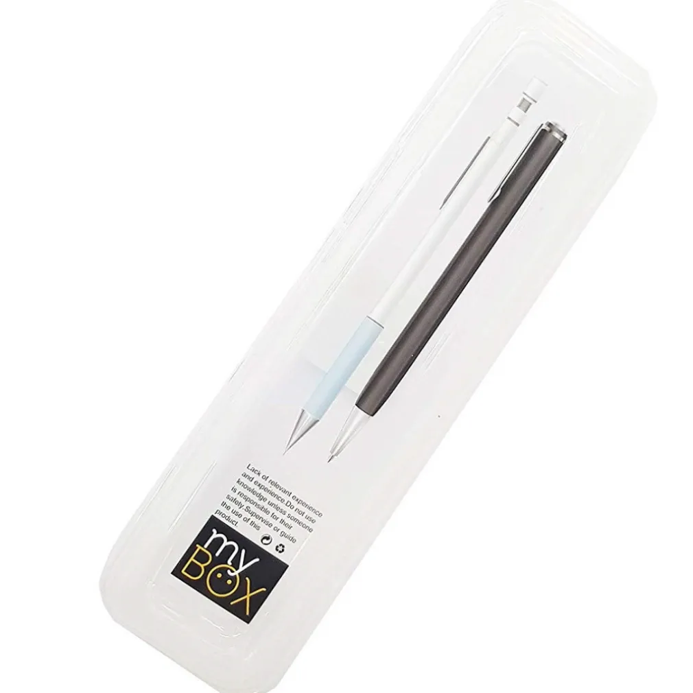 CUSTODIA PORTAPENNE 2 PEZZI ASTUCCIO CC7850 PLASTICA TRASPARENTE FANTASIA PENNE