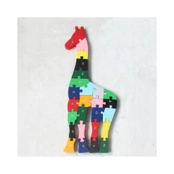 3D PUZZLE LEGNO FORMA DI GIRAFFA EDUCATIVO LETTERE NUMERI BAMBINI IMPARARE