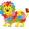 3D PUZZLE LEGNO FORMA DI LEONE EDUCATIVO LETTERE NUMERI BAMBINI IMPARARE
