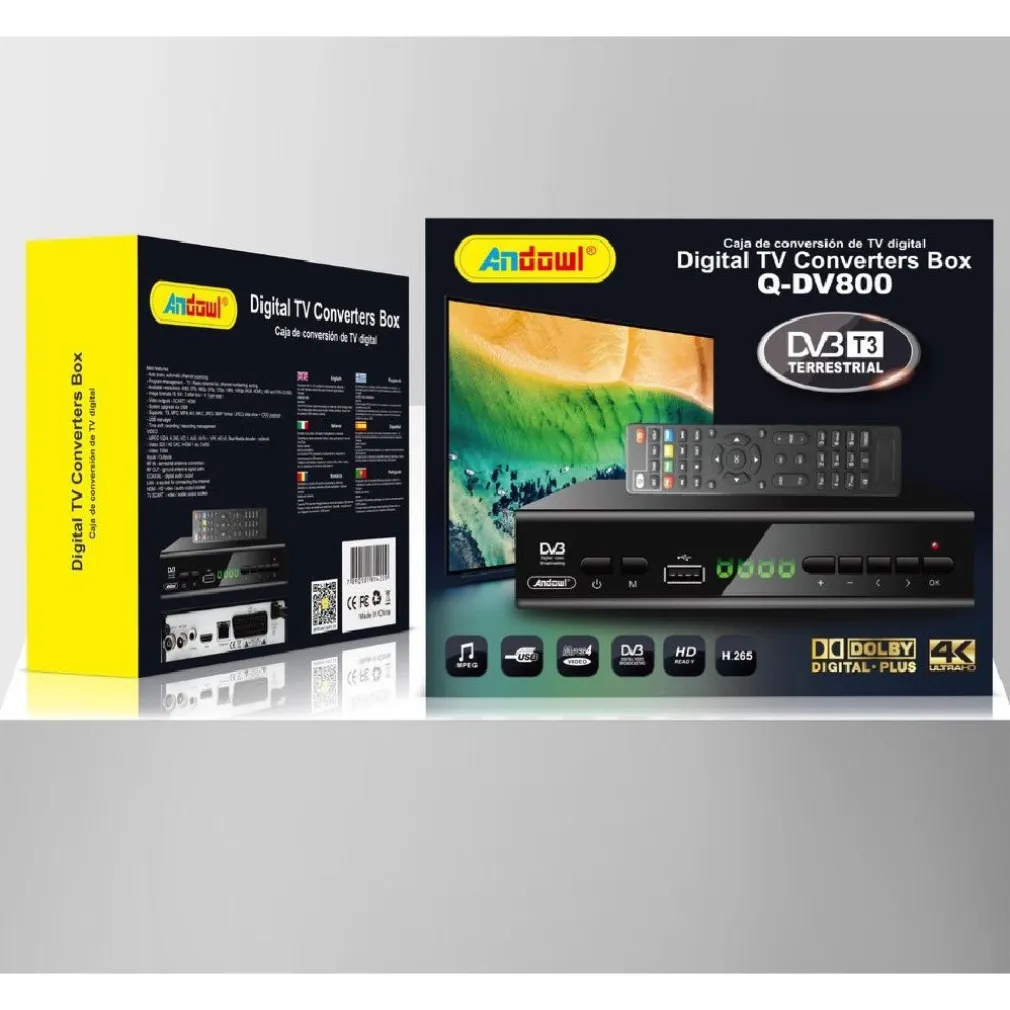 DECODER DIGITALE TERRESTRE DVB T3 HD 4K DOLBY H.265 USB SCART LAN Q-DV800