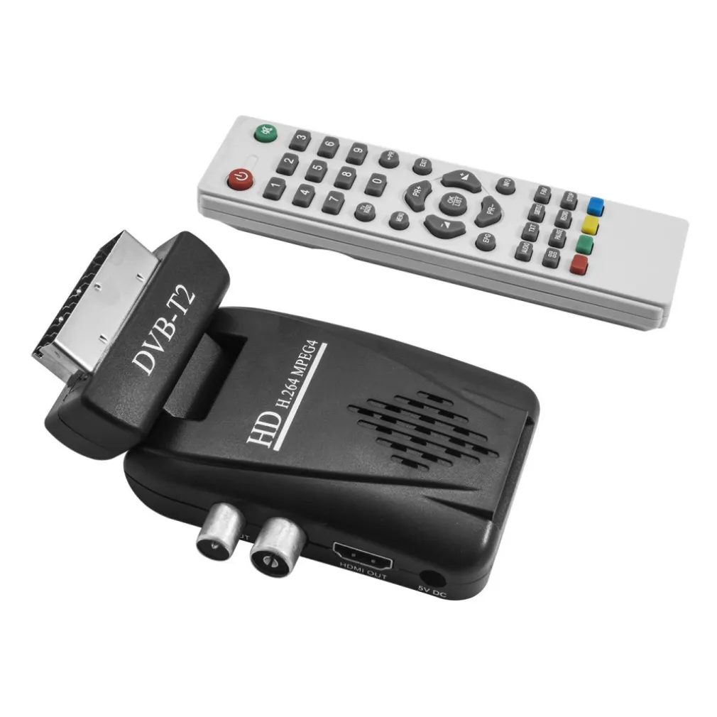 DECODER MINI DIGITALE TERRESTRE SCART DVB-T2 180° USB HDMI PRESA SCART HD