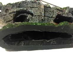 DECORAZIONE PER ACQUARIO RELITTO NAVE IMBARCAZIONE RESINA PESCI ACQUA BARCA