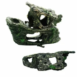 DECORAZIONE PER ACQUARIO RELITTO NAVE IMBARCAZIONE RESINA PESCI ACQUA ORNAMENTO