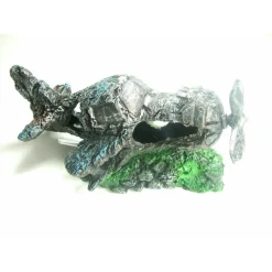 DECORAZIONE PER ACQUARIO ROTTAME AEREO CON ELICA RESINA PESCI ACQUA ORNAMENTO