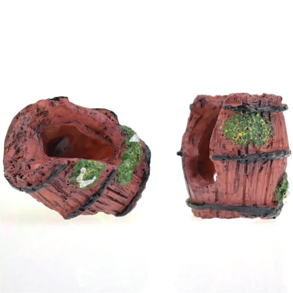 DECORAZIONE PER ACQUARIO BARILE RELITTO GROTTA RESINA PESCI ACQUA ORNAMENTO