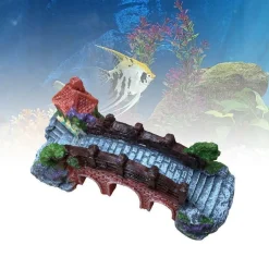 DECORAZIONE PER ACQUARIO PONTE SUBACQUEO RESINA PESCI ACQUA ORNAMENTO VASCA
