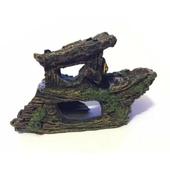 DECORAZIONE PER ACQUARIO RELITTO NAVE IMBARCAZIONE RESINA PESCI ACQUA ORNAMENTO
