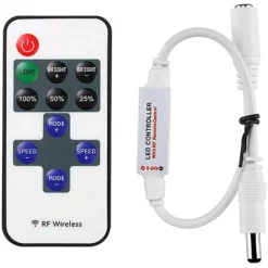 DIMMER + TELECOMANDO 12/24V RF WIRELESS CONTROLLER STRISCIA LED MONOCOLORE RF-01