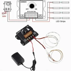 DIMMER PER LUCI LED MONOCOLORE INTERRUTTORE CONTROLLER MANOPOLA 12-24V DM-12-24V