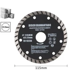 DISCO DIAMANTATO SEGMENTATO 115 MM PER CEMENTO MATTONI SMERIGLIATRICE FLEX