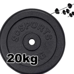 DISCO IN GHISA NERA PIASTRA PESI PER BILANCIERE MANUBRI FITNESS PALESTRA DA 20KG