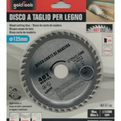 DISCO LAMA PER TAGLI LEGNO 125 MM PER SMERIGLIATRICE 40 DENTI SEGA CIRCOLARE