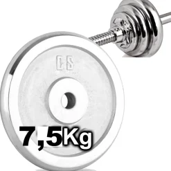 DISCO OLIMPICO IN ACCIAIO PIASTRA PESI PER BILANCIERE MANUBRI DA 7,5KG FORO 30MM