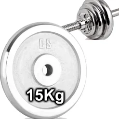 DISCO OLIMPICO IN ACCIAIO PIASTRA PESI PER BILANCIERE MANUBRI DA 15KG FORO 30MM