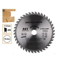 DISCO TAGLIO LEGNO SMERIGLIATRICE ANGOLARE CIRCOLARE SEGA 180X25.4 MM 40 DENTI