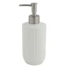 DISPENSER DISTRIBUTORE SAPONE LIQUIDO PER ARREDO BAGNO IN CERAMICA RIGATA BIANCA 87802
