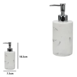 DISPENSER DOSATORE SAPONE LIQUIDO ACCESSORIO BAGNO ARREDO EFFETTO MARMO BIANCO 87829