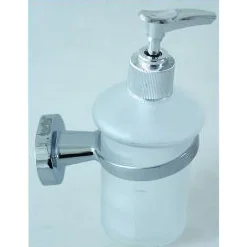 DISPENSER PER SAPONE LIQUIDO ACCIAIO VETRO FISSAGGIO A PARETE PORTASAPONE 52437A
