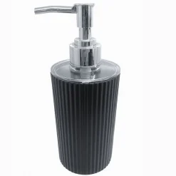 DISPENSER PER SAPONE LIQUIDO LAVANDINO GRIGIO SCURO RIGATO ARREDO DA BAGNO 79169