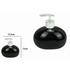 DISPENSER PER SAPONE LIQUIDO IN CERAMICA NERO DOSATORE MODERNO ARREDO BAGNO 79248