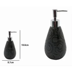 DISPENSER PER SAPONE LIQUIDO MOTIVO ETNICO NERO ACCESSORI PER ARREDO BAGNO 79963