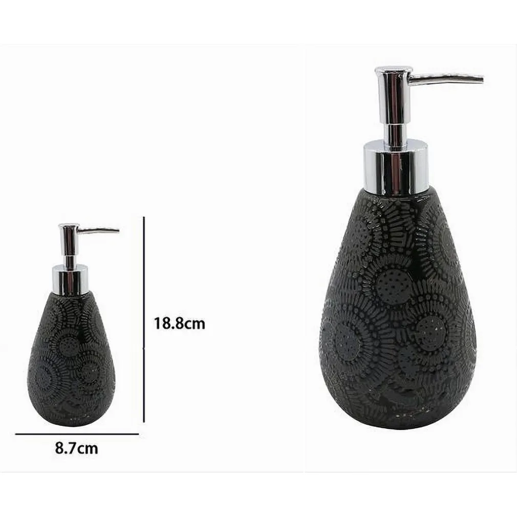 DISPENSER PER SAPONE LIQUIDO MOTIVO ETNICO NERO ACCESSORI PER ARREDO BAGNO 79963