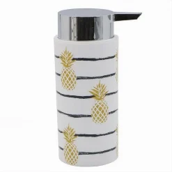DISPENSER PORTA SAPONE LIQUIDO CILINDRICO BIANCO ANANAS IN PLASTICA 15,6CM 69757