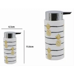 DISPENSER PORTA SAPONE LIQUIDO CILINDRICO BIANCO ANANAS IN PLASTICA 15,6CM 69757