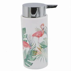 DISPENSER PORTA SAPONE LIQUIDO CILINDRICO IN PLASTICA 15,6 CM FENICOTTERI 69963