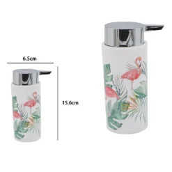 DISPENSER PORTA SAPONE LIQUIDO CILINDRICO IN PLASTICA 15,6 CM FENICOTTERI 69963