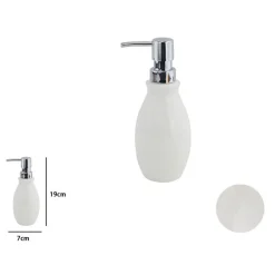 DISPENSER PORTA SAPONE LIQUIDO IN ABS BIANCO PELLE ARREDO DA BAGNO ELEGANTE 87786