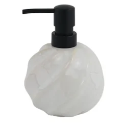 DISPENSER PORTA SAPONE LIQUIDO SFERA CERAMICA RIGATO OBBLIQUO BIANCO ARREDO BAGNO 87798