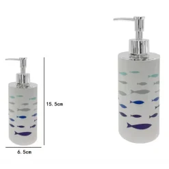 DISPENSER PORTA SAPONE LIQUIDO CILINDRICO FANTASIA PESCIOLINI ARREDO BAGNO 69880