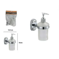 DISPENSER PORTA SAPONE LIQUIDO VETRO SATINATO FISSAGGIO PARETE BAGNO OVALE 52011