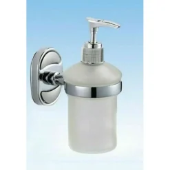 DISPENSER PORTA SAPONE LIQUIDO VETRO SATINATO FISSAGGIO PARETE BAGNO OVALE 52011