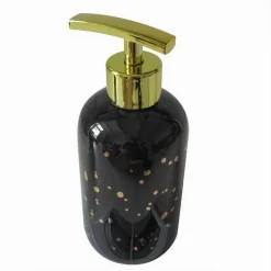 DISPENSER PORTA SAPONE LIQUIDO NERO MACCHIATO DORATO BAGNO MODERNO ARREDO 59926