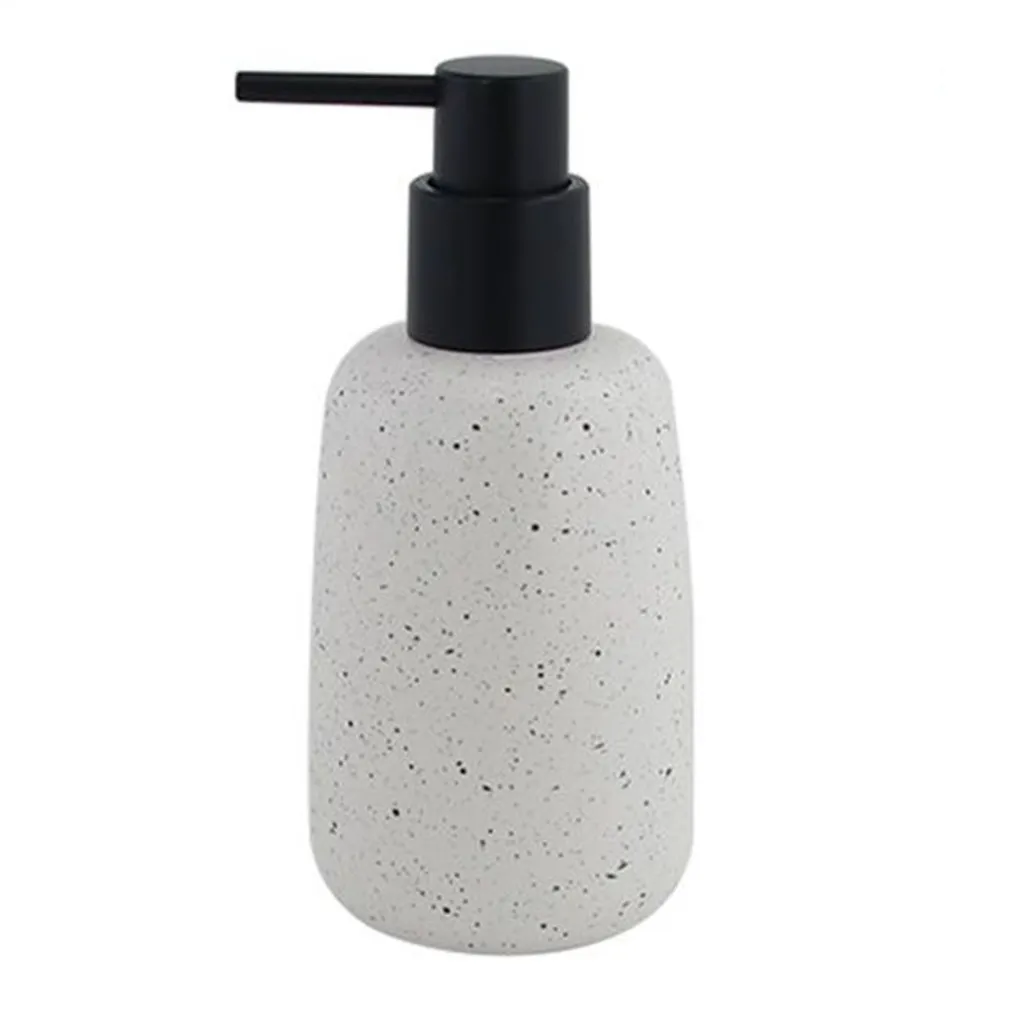 DISPENSER PORTA SAPONE LIQUIDO IN CERAMICA BIANCO EFFETTO PIETRA GRANITO BAGNO 87805