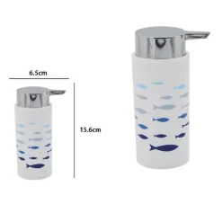 DISPENSER PORTA SAPONE LIQUIDO CILINDRICO PESCIOLINI IN PLASTICA 15,6 CM 69880