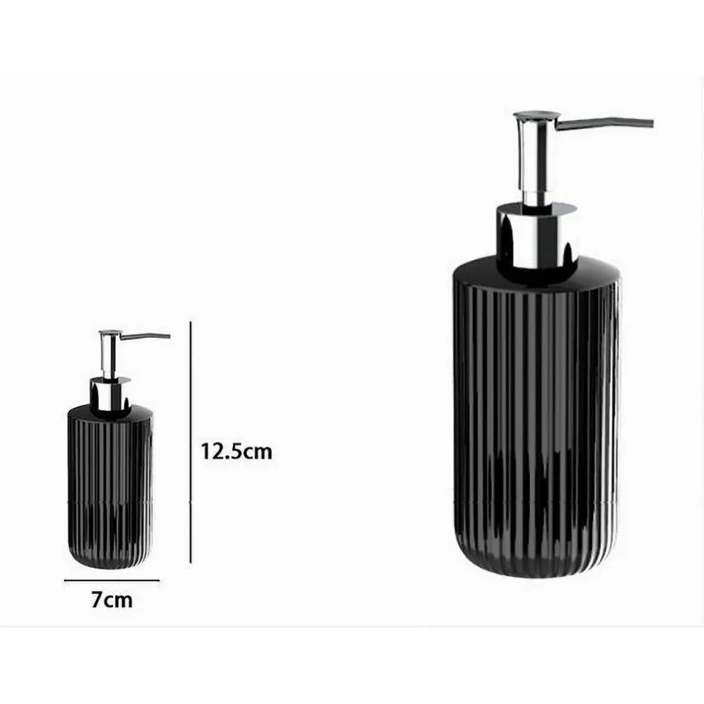 DISPENSER PORTA SAPONE LIQUIDO PORTASAPONE NERO RIGATO ACCESSORIO DA BAGNO 69746