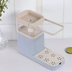 DISPENSER PORTA SAPONE LIQUIDO DOSATORE ORGANIZER PER LAVELLO LAVABO 21x12x25x9