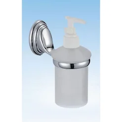 DISPENSER PORTA SAPONE LIQUIDO VETRO SATINATO FISSAGGIO PARETE BAGNO CIRCLE 52028