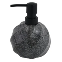 DISPENSER PORTA SAPONE LIQUIDO SFERICO IN CERAMICA RIGATO MARMO NERO ARREDO BAGNO 87794