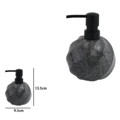 DISPENSER PORTA SAPONE LIQUIDO SFERICO IN CERAMICA RIGATO MARMO NERO ARREDO BAGNO 87794