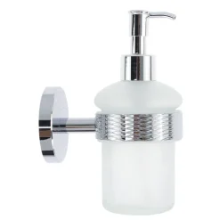 DISPENSER PORTA SAPONE PER SAPONE LIQUIDO IN ACCIAIO VETRO ACCESSORIO ARREDO BAGNO 87918