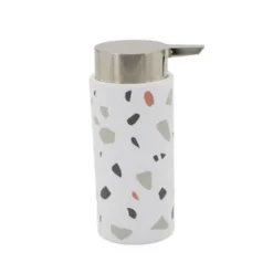 DISPENSER PORTASAPONE CILINDRICO GRANIGLIA BIANCO MULTICOLORE IN PLASTICA 69839